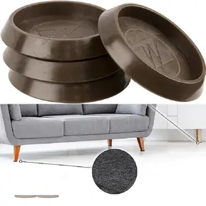 Round Furniture Caster Cups for Carpet or Durable Hard Floors, Brown, 4 Count