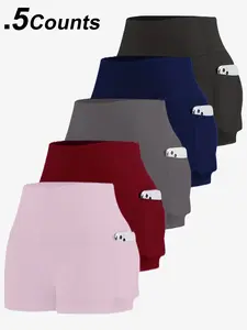 5-Pack Biker Shorts for Women,3" High Waisted Yoga Shorts,Tummy Control Workout Shorts,With Pockets,High elasticity fabric,Breathable and sweat absorbing SpringStatements