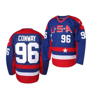Men's Hockey Jersey #96 Charlie Conway Team Uniform, The Mighty Ducks Movie Hockey Jersey, Embroidered Letters and Numbers S-3XL