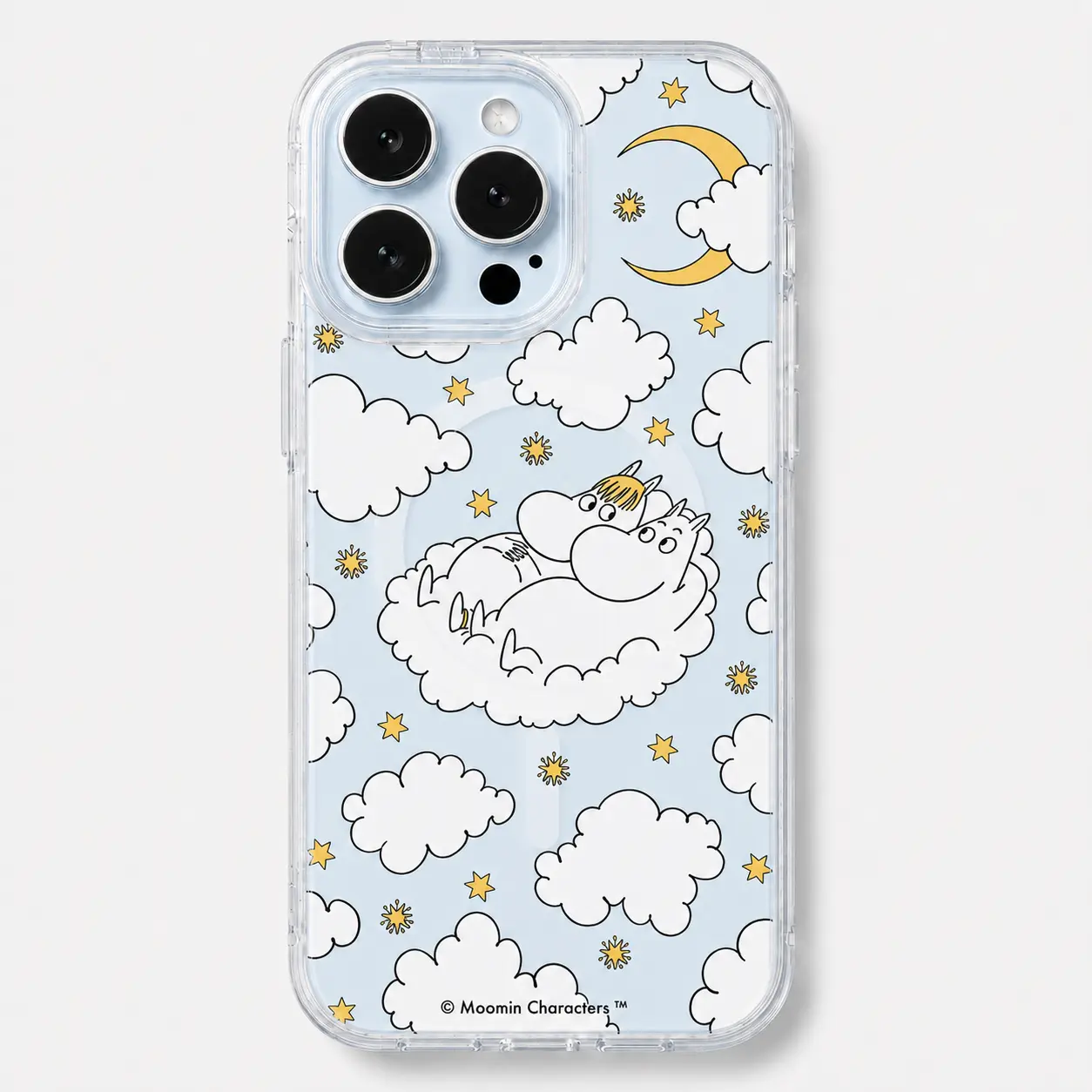 Cute Kawaii Moomin Starry Clouds MagSafe Clear Phone Case, Cute Shockproof Protective Cover, Slim Wireless Magnetic Case for iPhone 17 16 15 14 13 12 11 Pro Max, Samsung S26 S25 S24 S23 S22 Ultra