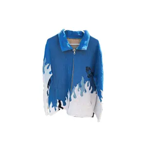 Pslams 23 Tapestry Jacket Unisex with Blue flame design and Christian clothing streetwear high fashion Cotton Man Cotton Man