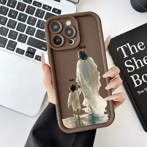 Elegant Slim Case for iPhone11/12/13/14/15/16/promax/x/xs/xr/xsmax Case Jesus and child walking Ultra Thin, Shockproof, Soft and Feminine