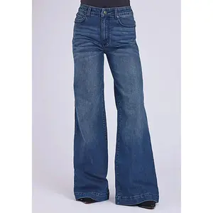 Stetson 751 Wide Leg Welted Back Packets ( Denim Medium Wash) - Women's Jeans