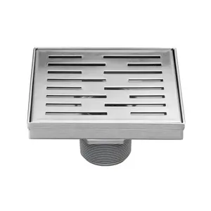 Square Shower Drain 4" with Removable Grate,Brushed Polished 304 Stainless Steel Shower Drain,Floor Shower Drain with Hair Strainer, Adjustable Levelingft