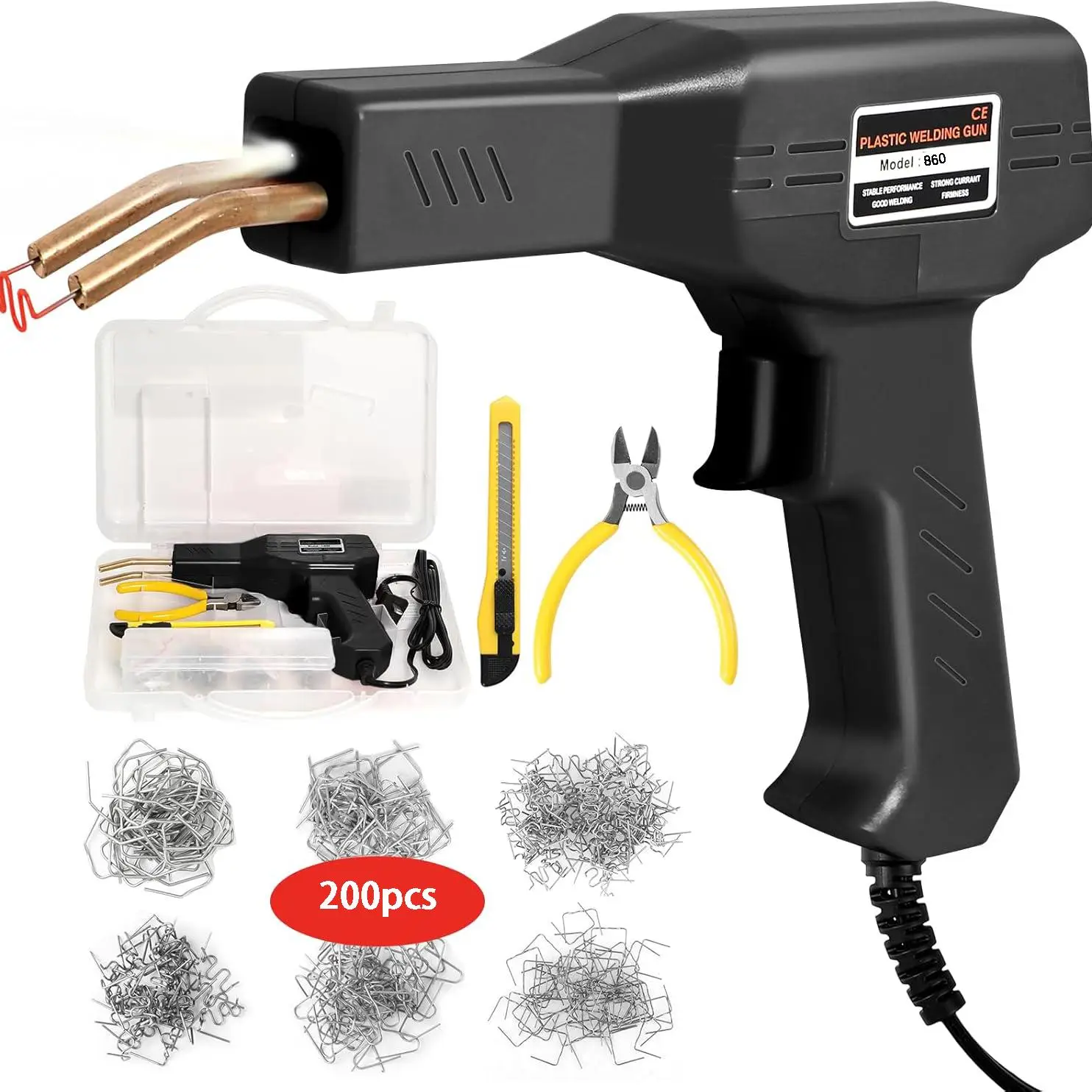 2 in 1 Plastic Welding Machine, 1 Set Electric Plastic Welder with 800pcs Welding Nails & 2 Counts Welding Rods, Professional Heavy Duty Welding Tool