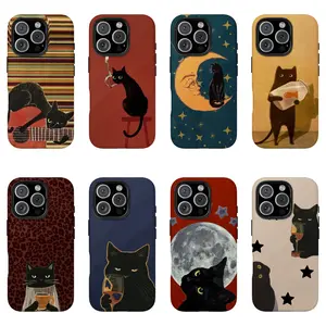 Whimsical Cat Phone Case – Cute Sleeping Cat Illustration with Vintage Floral & Cottagecore Pattern Aesthetic Cover for iPhone 17 16 15 14 13 12 11 Pro Max X XS & Samsung Galaxy S21–S25 Plus Ultra| Kawaii Retro Cat Lover Gift