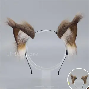 Anime-Style Squirrel Animal Ears Headband - Fluffy Furry Texture, Cute Hair Accessory for Cosplay, Stage Performance Fashion Costumes