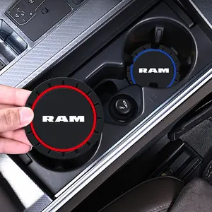 2pcs Dodge RAM 1500 2500 3500 Car Interior Accessories, Non-Slip Waterproof Car Coasters, Water Cup Slots, Drink Pad for Cars