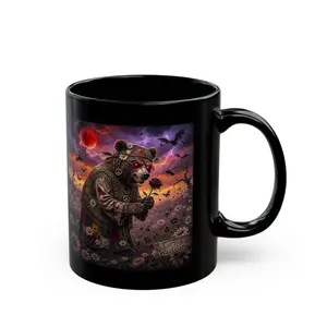 Dark Boho Collection | Twilight Daisies Black Ceramic Mug