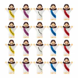 Mini Jesus Figurines 5 Color Mixed Set, 10-50PCS Christian Pocket Blessing Toys, Jesus Loves You Mini Figures, 1.4 Inch Religious Encouragement Gifts, Faith Party Favors for Kids Classroom Church Easter Basket Friends