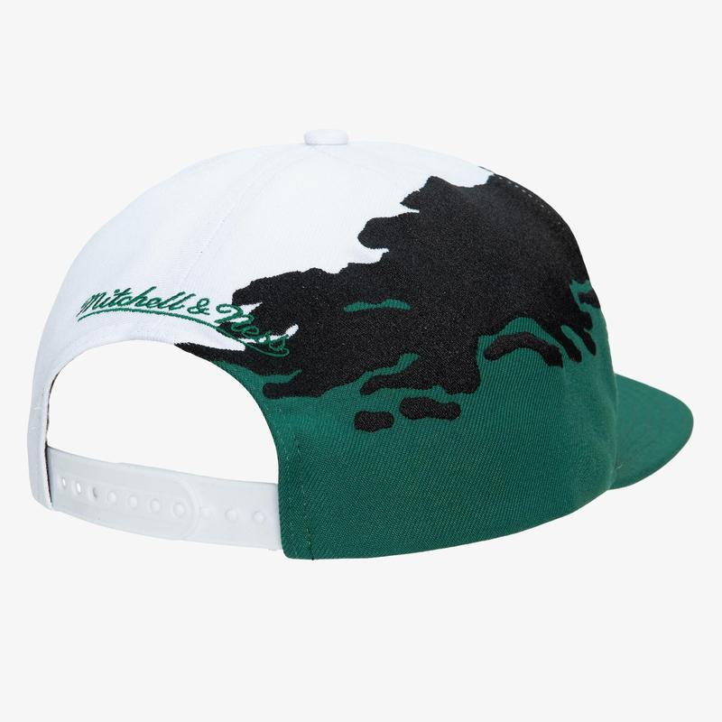 MENS MITCHELL & NESS NBA PAINTBRUSH SNAPBACK HWC CELTICS - WHITE-GREEN