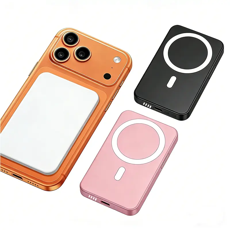 10000 mah magnetic power bank , 15W wireless charging, suitable for iPhone 12-17 pro max series, 5000  powerbank Chargeable Smartphone Travel Battery Pack，black，white，pink