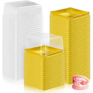150 Set 3" Mini Cupcake Containers Plastic Square Containers with Lids Cupcake Boxes Muffin Pod Dome Muffin Single Individual Container Box for Wedding Birthday Valentine's Day Gifts Supplies,Hand Tools Kits