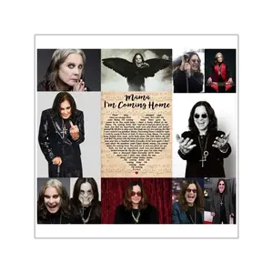 Tribute Ozzy Osbourne Mama I'm Coming Home collage Square Sticker | Musician Photo Grid