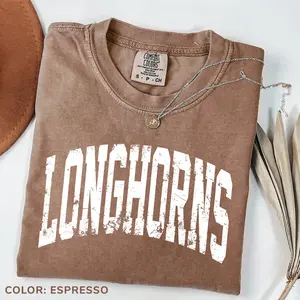 Comfort Colors Vintage Longhorns T-shirt, Retro Longhorn T-shirt Tailgate, Texas School Spirit T-shirt, Teacher Football, Game Day