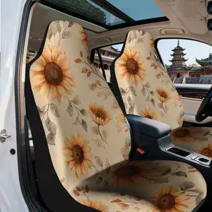 2pcs, Modern Sunflower Autumn Harmony Print Front Seat Covers, Durable and Soft, Universal Fit for Front Seats, Ideal for Stylish Interior Upgrade and Family Driving, Auto Seat Covers, Car Seat Covers