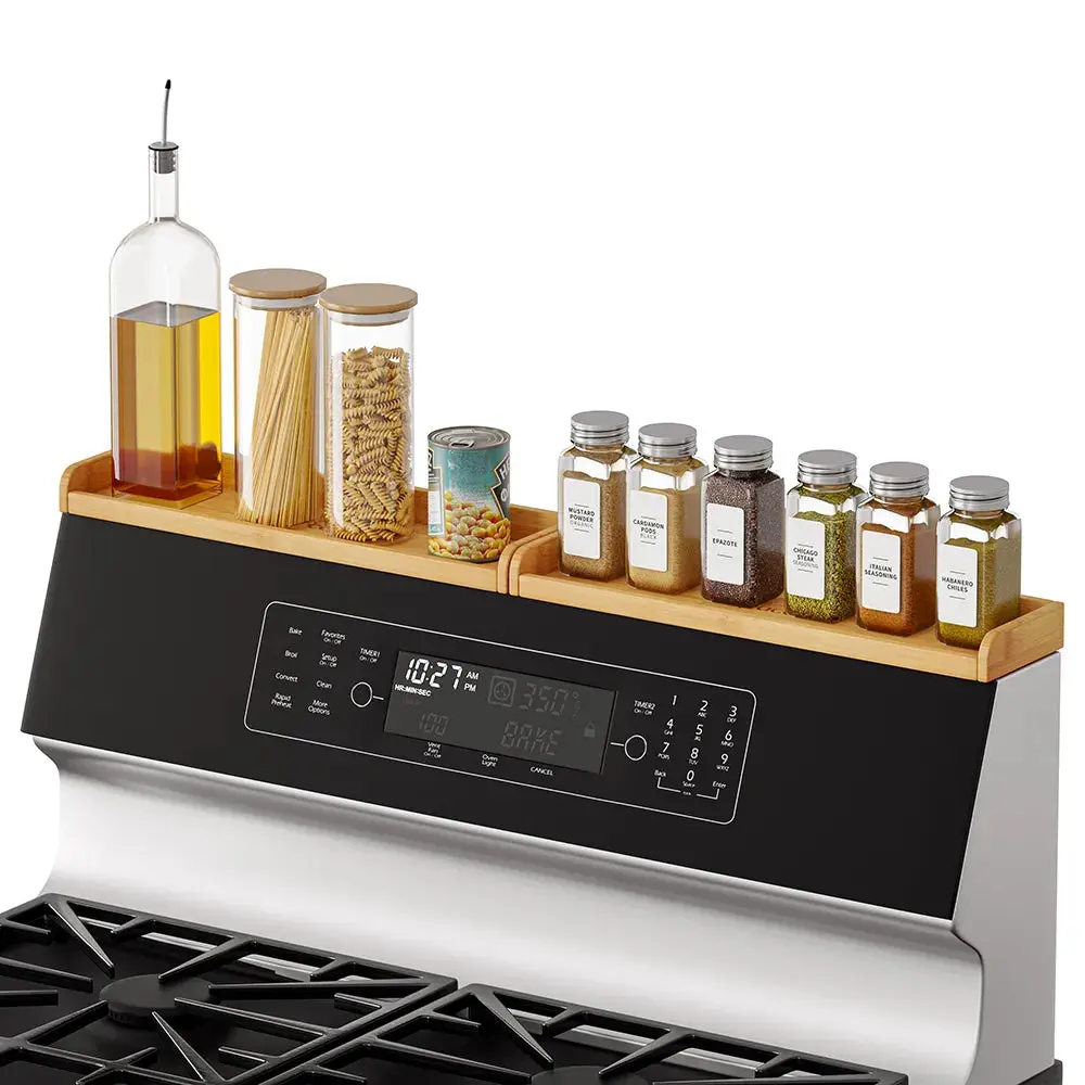 SpaceAid® Bamboo Shelf for Over Stove with Labels, Kitchen Storage Over the Stove Spice Rack SpaceAid® Bamboo Shelf for Over Stove with Labels, Kitchen Storage Over the Stove Spice Rack