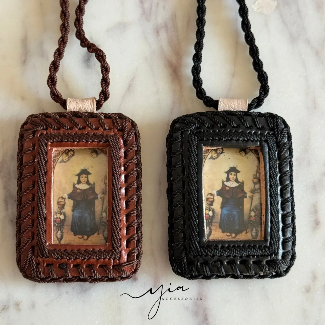 Men's Santo Niño de Atocha Escapulario Faith Cross Necklace, Print Cross Chain Design Costume Jewelry, Faith Necklace