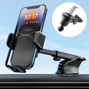 Joytutus 3-in-1 Universal Car Phone Mount with 360° Adjustable Ball Head & Metal Hook for All Smartphones & Car Models - Upgraded Suction Cup & Vent Clip