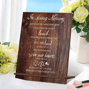 Wedding Memorial Wooden Desktop Ornament Set, in Loving Memory Vow Guardian Plaque, Wedding Room Decoration, Remembering Loved Ones Table Sign