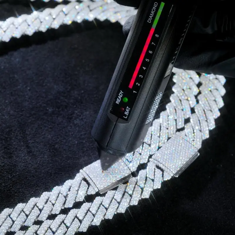 Moissanite 10MM Prong Cuban Link Chain Sterling Silver Pass Test Lab Diamond Necklace Valentine's Day Gift For Him (Storage Boxes)nice