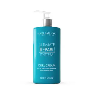 Hair Bar NYC Ultimate Repair System Revival Curl Cream 500ml Gel Haircare for Frizz Moisture Silky Curls with Marine Keratin
