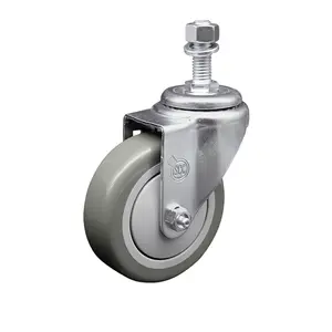 Service Caster Brand Replacement for Colson Caster 2.04254.95 - Polyurethane Swivel Threaded Stem Caster with 4" Gray Wheel and 1/2" x 1-1/2" Stem - 350 lbs Capacity/Caster