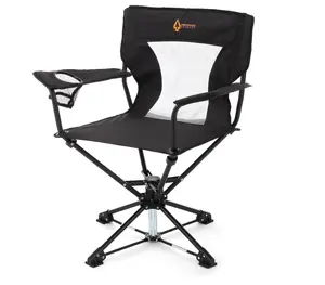 360° Degree Swivel Hunting Chair Stool Seat, Perfect for Blinds, No Sink Feet, Large Cup Holder, Carrying Case, Steel Frame, Camo, Fishing