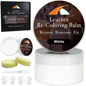 White Leather Repair Kit, White Leather Recoloring Balm, Leather Dye - Restore & Renew Scratch, Faded and Aged Leather & Vinyl Couches, Boots,  Seats or Leather Furniture...