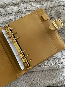 Flyleaf Suede Leather Agenda Cover - 6 Ring Planner with Gold Hardware & Double Stitching - Smooth Velvety Texture - Snap Closure with Gold Buckle