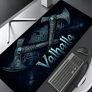 Viking Axes Runes Design Large Gaming Mouse Pad,Aesthetic Desktop Decoration Drotection Pad,Washable Rubber Pad Non-Slip Lock Edge Multi-Size Mouse Pad Suitable For Home Office,Good Gift for Family and Friends Gaming Mousepad