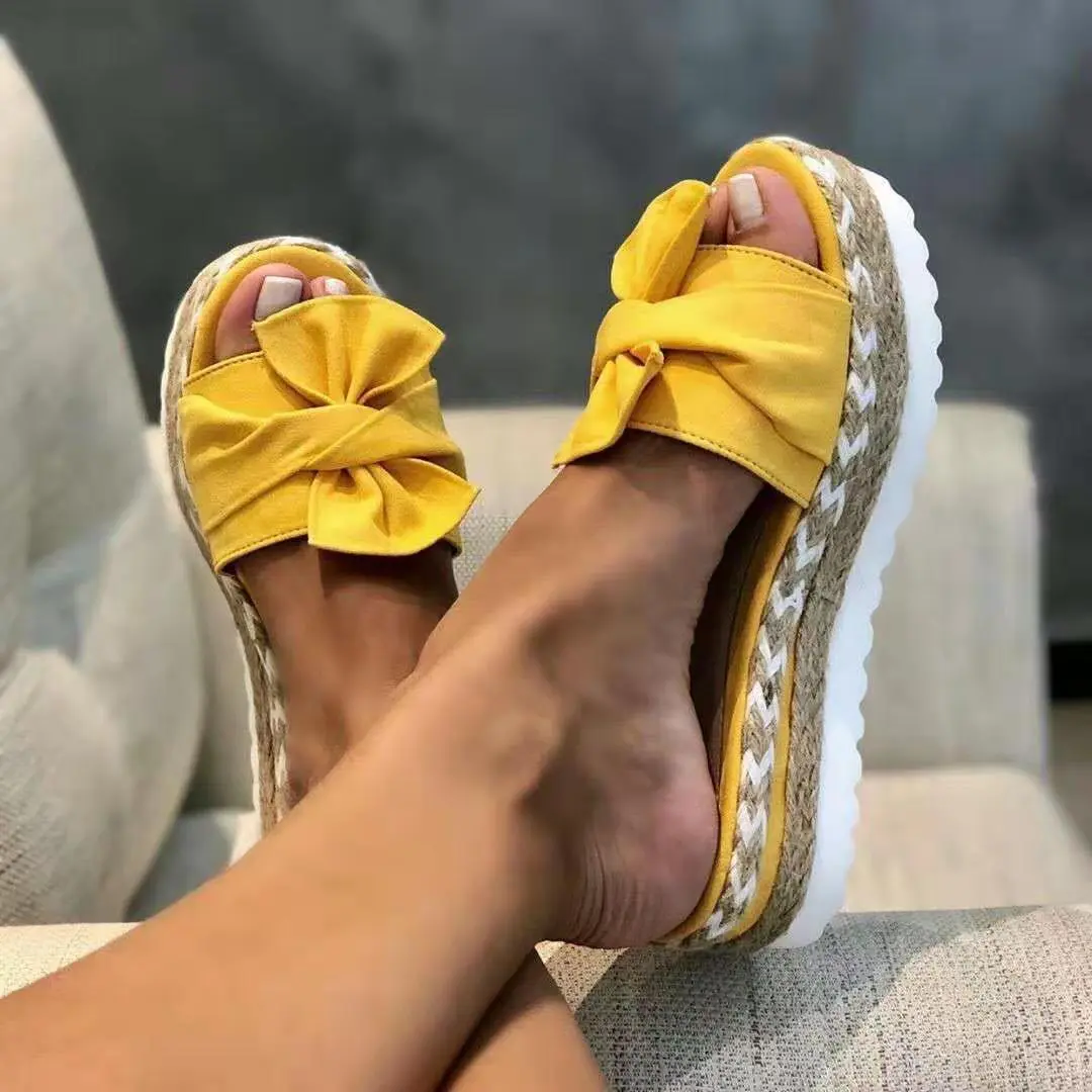MME Platform Wedge Heel Ladies Bow Sandals