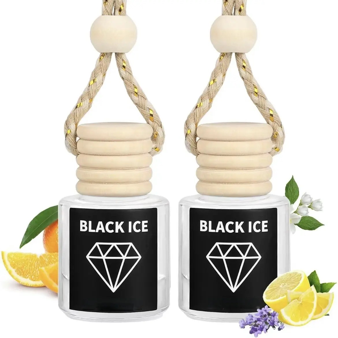 Scented Teakwood Oil Car Diffuser Bottle - 4 Count Portable Interior Accessories for Car, 2pack Coverage Home Fragrance for Living Room, Office