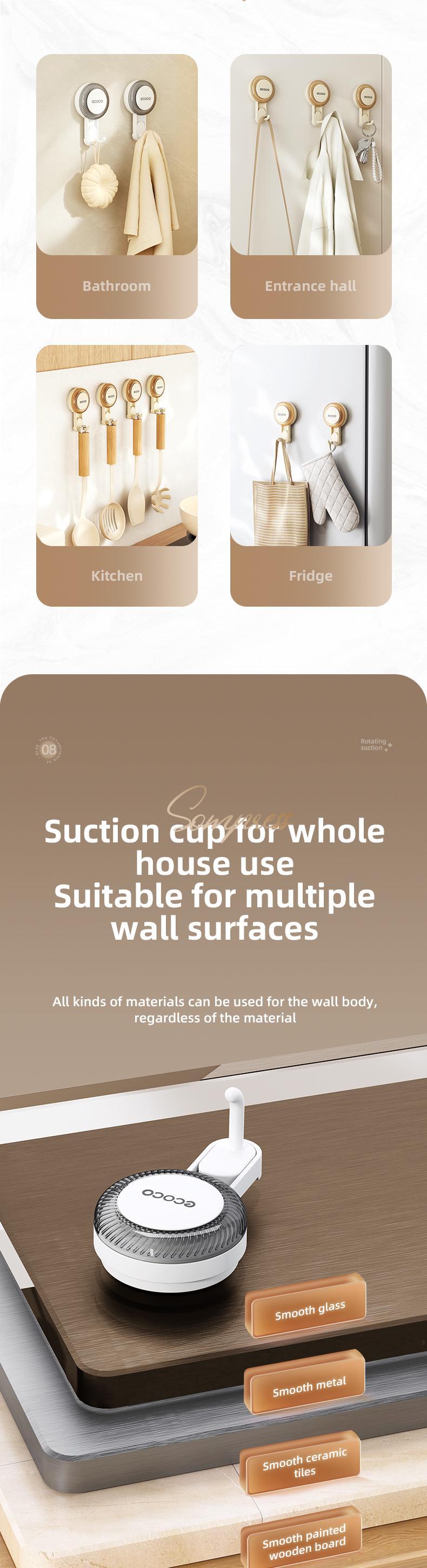 RENEMOS Heavy Duty Suction Cup Hooks - Ultra-Strong Vacuum Power Hanger - Waterproof & Rustproof Utility Hook - Damage-Free, No-Drill & Reusable - Long-Lasting Organization for Shower & Kitchen