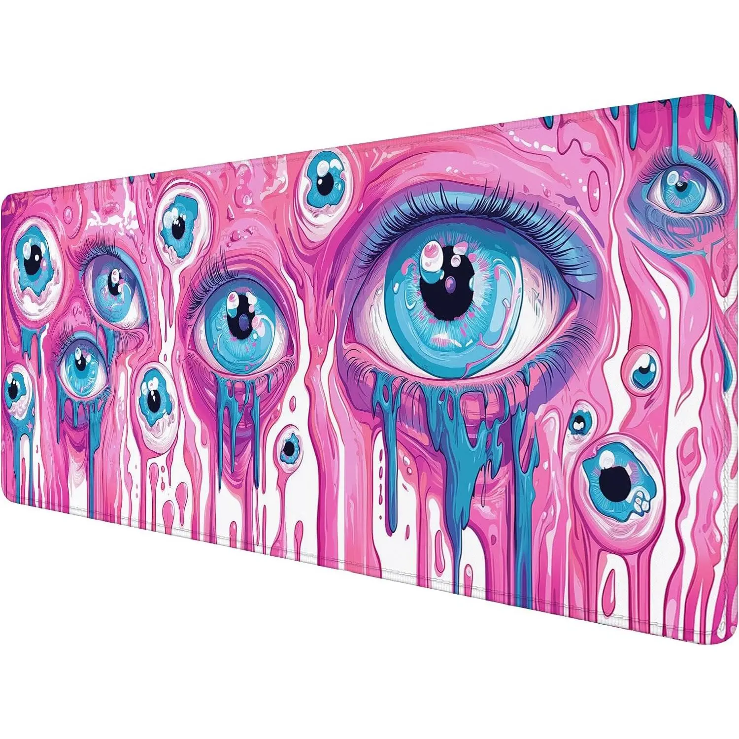 Eyes Gaming Mouse Pad Surreal Psychedelic Cute Alien Eyeball Pink Mousepad XL Large Gaming Mouse Pad Laptop Keyboard Mat Desk Pad Office Computer Keyboard Laptop Home 24"x14"