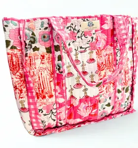 Pink Petale | Large Quilted Ruffle Tote Bag