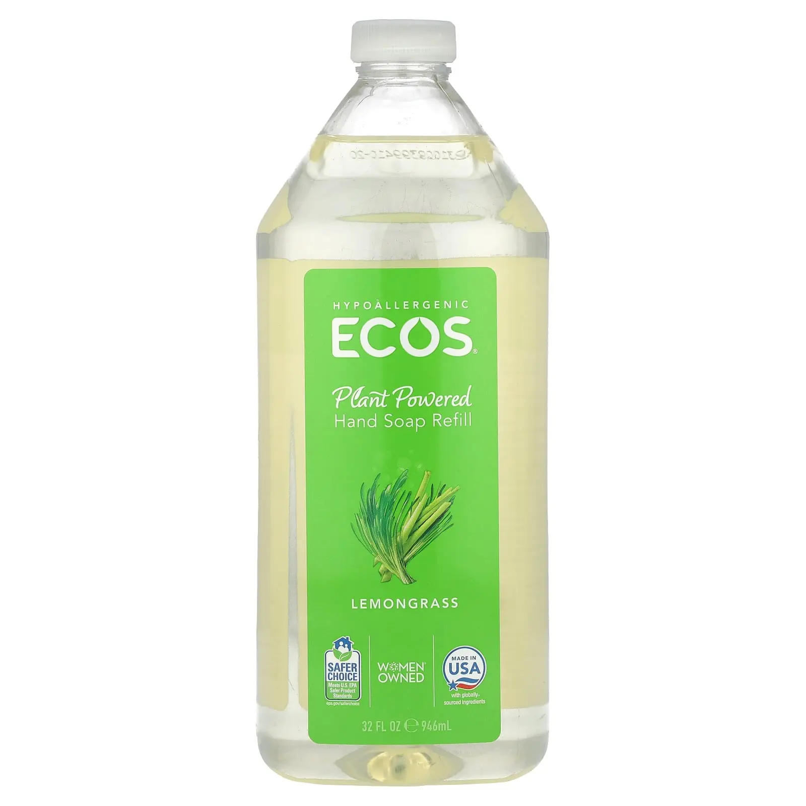 Ecos®, Plant Powered Hand Soap Refill, Lemongrass, 32 fl oz (946 ml)