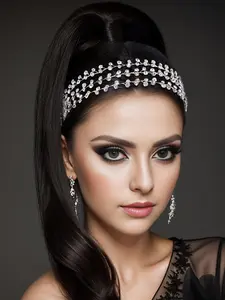 2024 New Style Rhinestone Decorated Headband, Elegant Bridal Headwear for Wedding Bridal Party Formal Occasions, Fashion Hair Accessories for Women Hairstyles Ideas