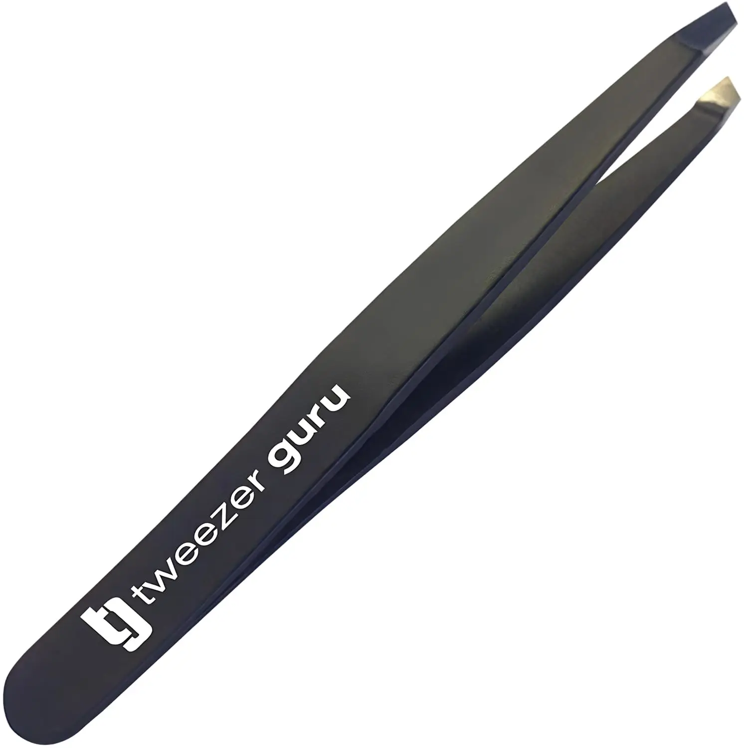 Tweezers for Women Facial Hair & Men – Precision Slant-Pointed Eyebrow Tweezer for Ingrown Hair, Blackhead & Splinter Removal (Black) Makeup Cosmetic