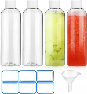 4 Pack 3.4 Oz (100ml) Clear Plastic Shot Bottles with caps - Travel Bottles for Health, Immunity, Wellness, Samples - Perfect for Ginger Juice & Personal Care on the Go
