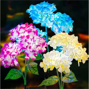 Solar Garden Lights - 3 Pack Upgraded Version Outdoor Lights, Colorful Hydrangea Flower Light for Yard Decor, Garden Decoration, Two Lightning Modes & Enlarged Solar Panel