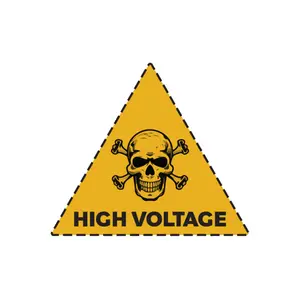 StickerJet Danger High Voltage Stickers, 4"x4" Pack of 4, Yellow Safety Warning Vinyl Decals, Waterproof, UV Resistant, Strong Adhesive, Easy Peel & Stick, Durable Indoor & Outdoor Use
