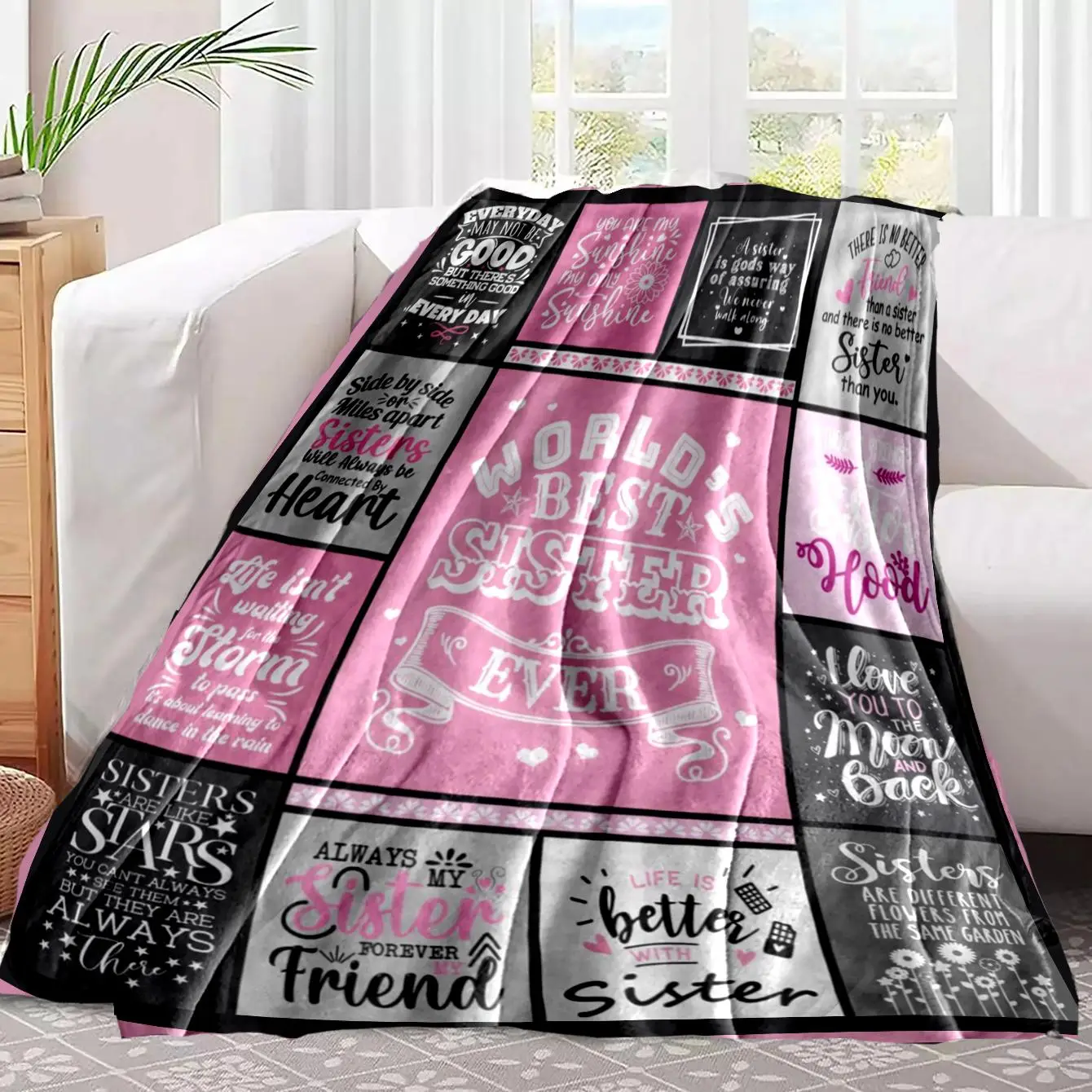 Letter Pattern Plush Blankets, 1/2 Counts Soft Warm Throw Blanket, Air-conditioned Room Receiving Blanket, Warm Nap Blanket for Home Office Travel