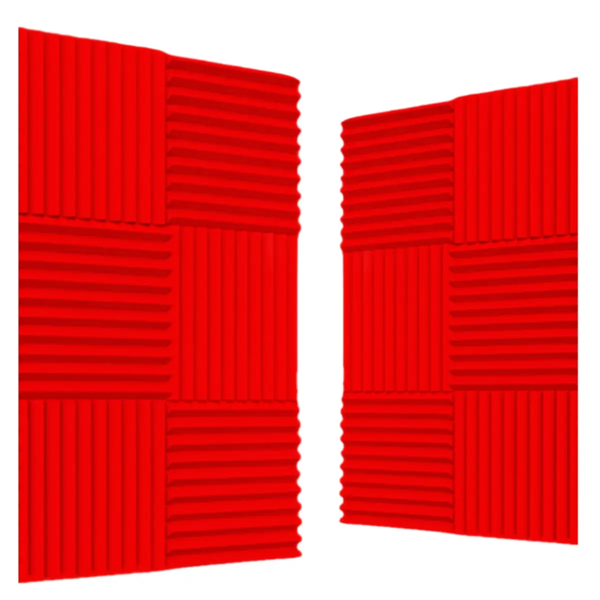 6PCS 12"x12"x1" Red Wedge Acoustic Foam Panels, High Density Sound Absorption Noise Reduction Wall Tiles, Echo & Reverberation Reducer for Home Office, Studio, Cinema, Gaming Room, Meeting Room, Study