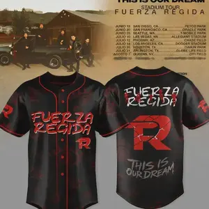 Fuerza Regida “This Is Our Dream” 2026 Stadium Tour Baseball Jersey – Mexican Regional Concert Gear, Personalized Button Up Streetwear, Unisex Fan Apparel, Gift for Fans