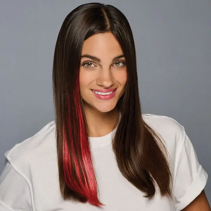 Clip-In Synthetic Extensions & Pieces - Spirit Wear Red Mix-Matching Red Pigtail Style for Team Events, Red Pigtail Synthetic Extensions & Pieces