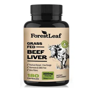 ForestLeaf Grass Fed Beef Liver Capsules, 3000mg Per Serving, Natural Heme Iron, Vitamin A, B12, CoQ10, Freeze Dried-High Absorption Formula-180 Caps Supplement Dietary Healthcare Fitness Edible Optimum