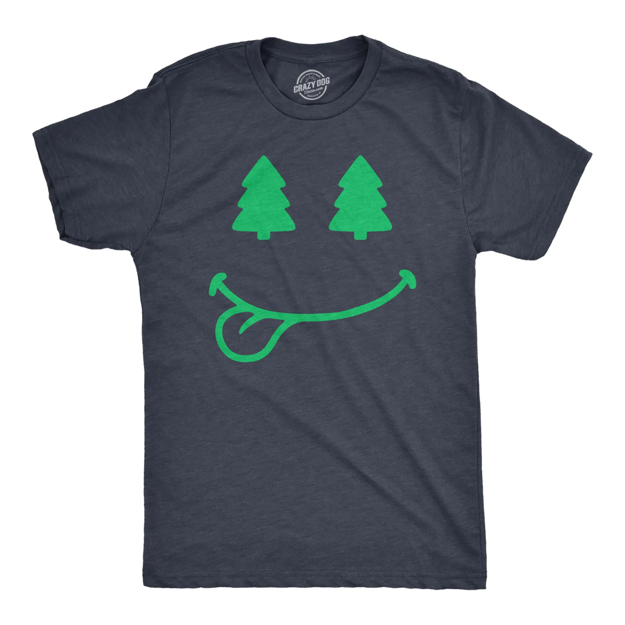 Mens Christmas Tree Eyes Smile T Shirt Funny Xmas Lovers Smiling Face Tee for Guys Mens Funny T Shirts Cool Vintage Fashion T-Shirt Gift Classic Menswear Christmas Apparel for Men Novelty Tees for Guys Navy -