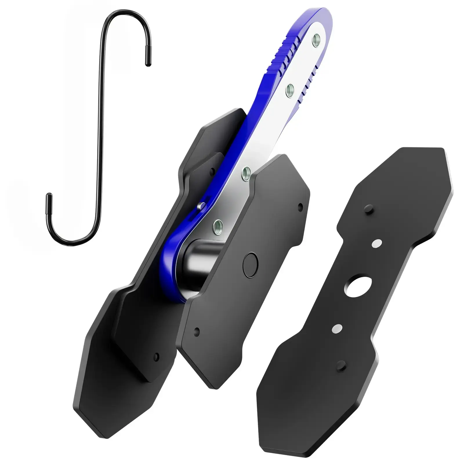 【DealsForYouDays】Brake Caliper Compression Tool, Caliper Piston Compressor Tool With Additional 2 pcs Large Steel Plate and 1 Hooks, 360°Adjustable Brake Caliper Tool for Single Twin Quad Piston Calipers