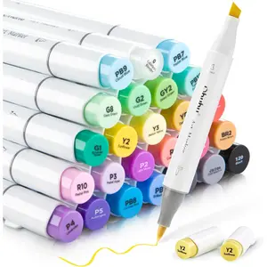 Ohuhu Alcohol Markers Brush Tip  Double Tipped Alcohol Based for Beginners Artist Sketching Adult Coloring Illustration  Brush Chisel Dual Tips  24 Basic Colors Ohuhu Markers Honolulu